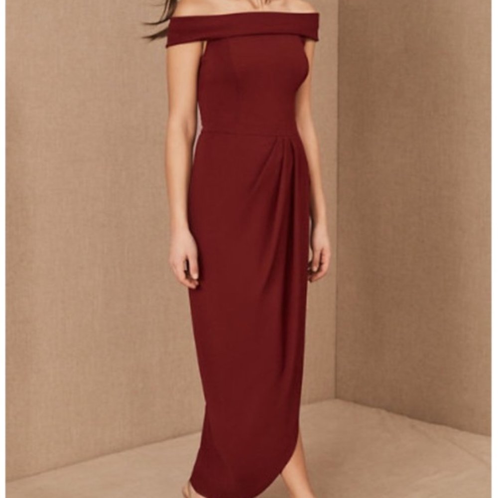 NWT BHLDN Thompson Off-the-Shoulder Dress Bordeaux Size 4